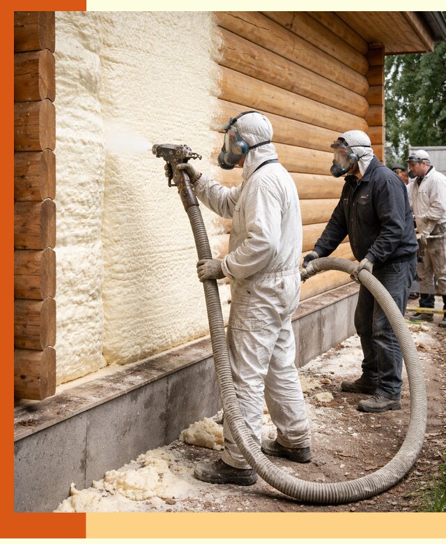 Утепление дома из бруса пенополиуретаном в Луге