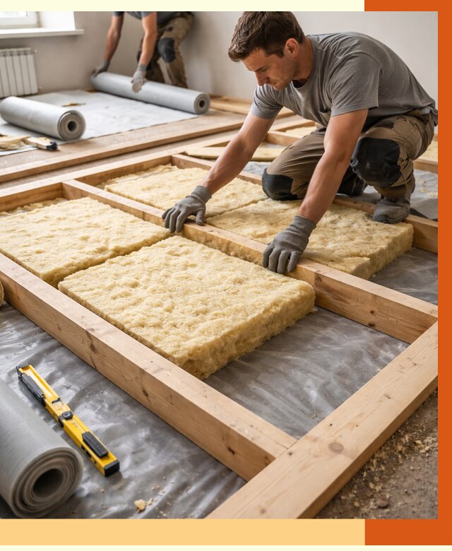 Утепление деревянного пола в Луге от 1547 руб./м2 под ключ | ТепломастерЛга