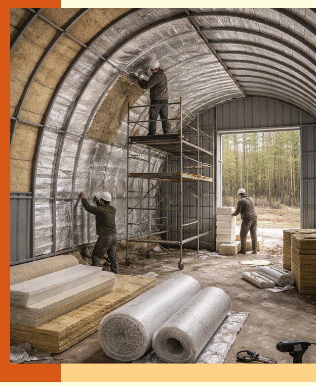 Утепление арочного ангара под ключ в Луге