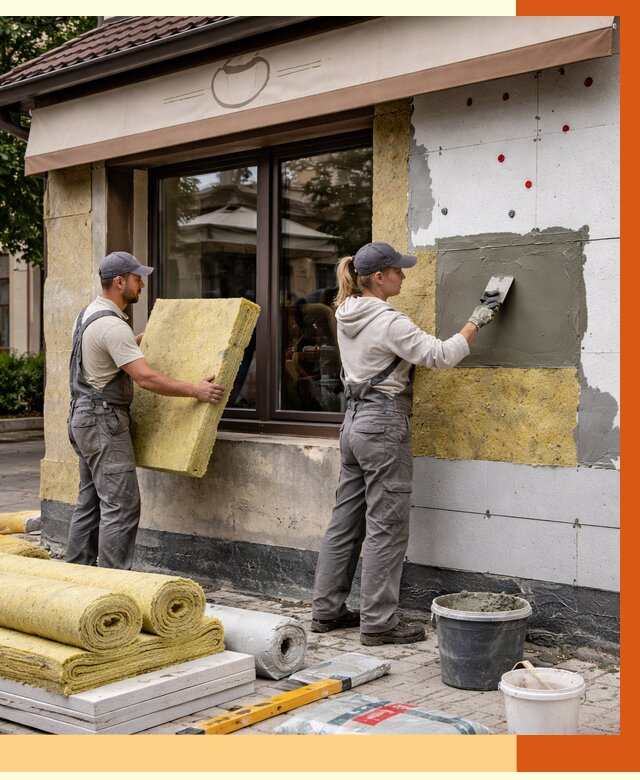 Утепление кафе в Луге от 4330 руб/м2 — комплексно под ключ | ТепломастерЛга