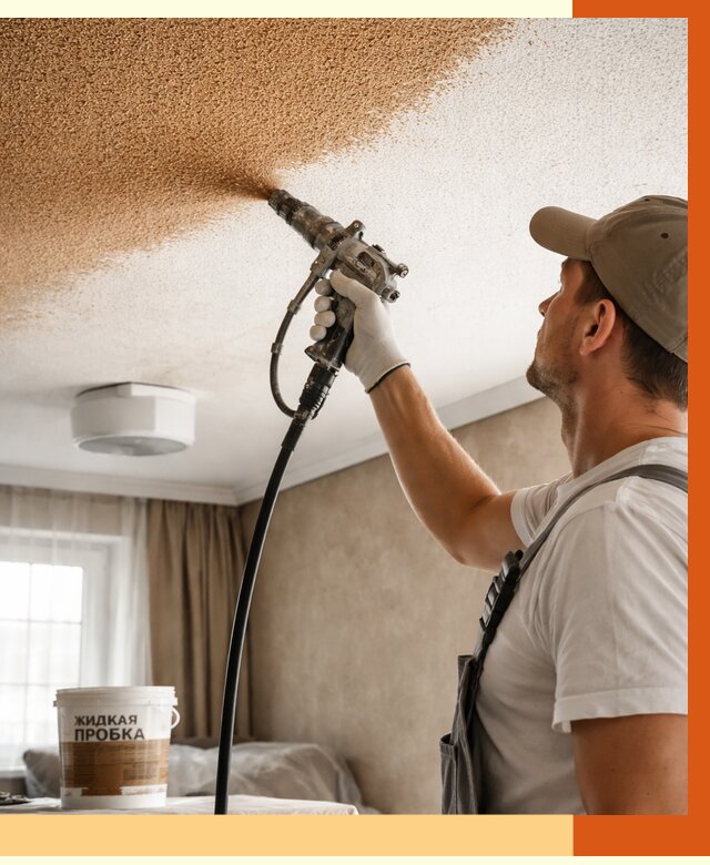 Утепление потолка жидкой пробкой в Луге от 3609 руб. | ТепломастерЛга